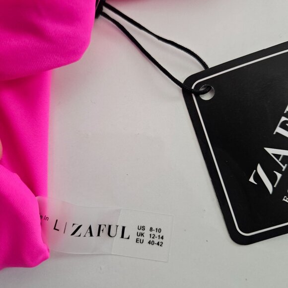 Hot Pink High-Waisted Two-Piece Bikini Set With Tank Top & Tie Detail Size M - Picture 8 of 9